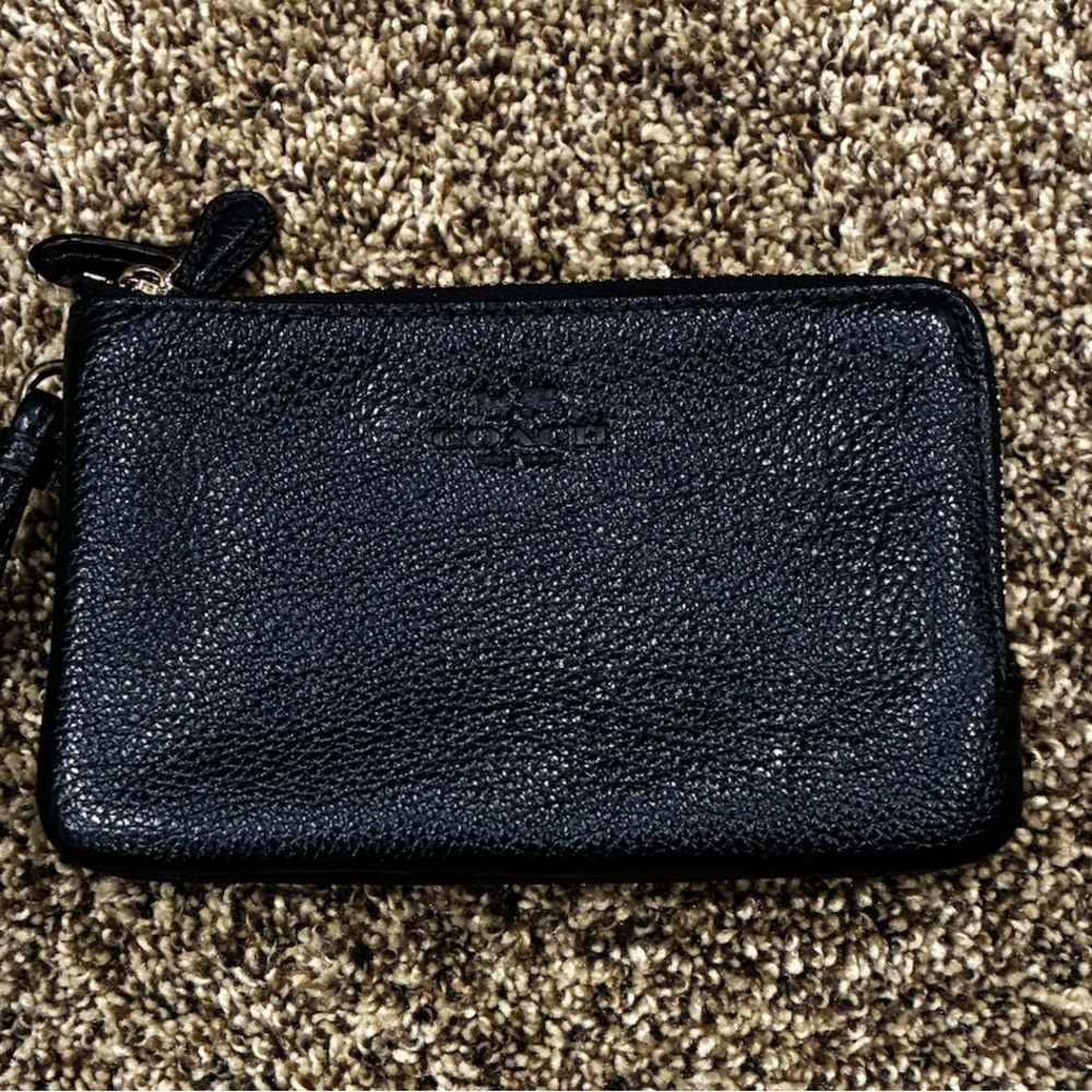 COACH  Wristlet/ Wallet Metallic Midnight Blue